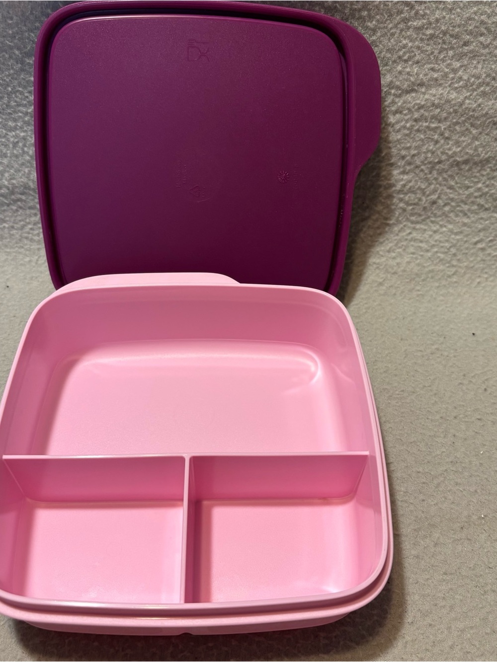 Tupperware Divided Lunch Plate Pink with Purple Lid -Home Storage & Organization